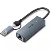Lindy 43415 sučelje čvorišta USB 3.2 Gen 2 (3.1 Gen 2) Type-C 5000 Mbit/s Sivo