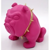 Casa Padrino luxury decorative figure bulldog dog with necklace pink/gold H. 55 cm - Resin decorative sculpture - Living room decoration - Luxury decorative animal figure