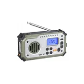 Kamperski radio sa rucnom kurblom i LED svetiljkom, funkcija power: 5V / 3×AAA / 2000 mAh, IPX4