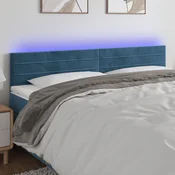 Vidaxl vidaXL Vzglavje postelje z LED diodo temno modro 160x5x78/88 cm žametno