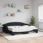 Vidaxl Izvlečna dnevna postelja temno črna 80x200 cm blago