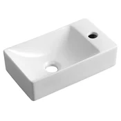 Keramični umivalnik MARGITHA 38x22 cm, odprtina za pipo na desni strani, bela - Bela - 38x10x22 cm - Sapho - SMALL - 24 - Keramika - Pravokotnik - 380 - 100 - 220 - 14