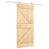 Vidaxl Drsna vrata Naravna in bela 95 x 210 cm Masiven borov les