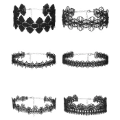 SuperLove Sexy Lace Choker Set Black 6pcs
