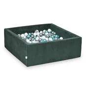 shumee Suhi bazen 110x110x40 Corduroy Green 600 kroglic: bela, srebrna, kovinsko turkizna