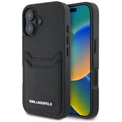 1 to 3 Ovitek Karl Lagerfeld Za Iphone 16 Hc Zrnata Reža Za Kartice Pu, Kovinska