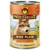 WOLFSBLUT Mokra pasja hrana Wide Plain Adult - konj s sladkim krompirjem - 395 g