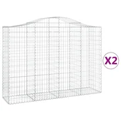 Vidaxl Obokane gabion košare 2 kosi 200x50x140/160 cm pocinkano železo