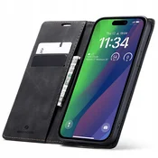 Spacecase SPACECASE OVITEK WALLET ZA IPHONE 15 PLUS USNJEN OVITEK ČRN, (21963284)