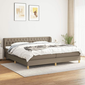 Greatstore Box spring postelja z vzmetnico taupe 200x200 cm blago