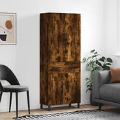 Greatstore Visoka komoda dimljen hrast 69,5x34x180 cm inženirski les