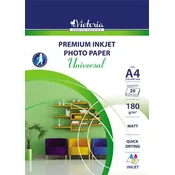 Fotografski papir, inkjet, A4, 180 g, mat, VICTORIA PAPER Universal IJPM180-A4-20LISTI