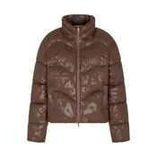 EA7 za ženske. 7W000654_AF16408 Rjava prešita bomber jakna z monogramom (XL), Priložnostno, Poliamid