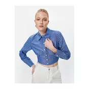 Koton Crop Shirt Long Sleeve Classic Collar Cotton
