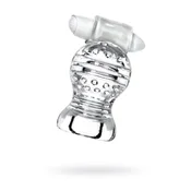 shumee Vibracijski moški masturbator Umetna vagina Lingam Shakti, vibrirajoči masturbator, TPE, prozoren, 9 cm