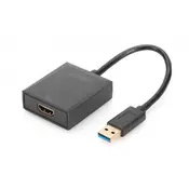 DIGITUS Digitus DA-70841 USB 3.2 gen. 1 (USB 3.0) / HDMI adapter [1x USB 3.2 gen. 1 vtič A (USB 3.0) - 1x ženski konektor HDMI] črna zaščiten 15.00 cm, (20430101)