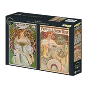 Grafika - Puzzle 2x500 Mucha: Mucha: Reverie, Lefevre-Utile Biscuits - 500 kosov