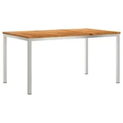 Vidaxl Jedilna miza 150x90x75 cm Masivni tik in nerjaveče jeklo