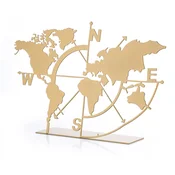 Aberto Design Stona dekoracija World Map, Zlatne boje