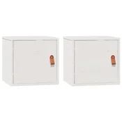 Vidaxl Stenska omarica 2 kosa bela 31,5x30x30 cm trdna borovina