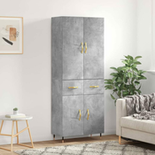 Greatstore Visoka komoda betonsko siva 69,5x34x180 cm inženirski les