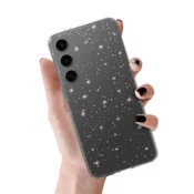 Onasi Silikonski ovitek z bleščicami za Samsung Galaxy A56 - prozoren s srebrnimi bleščicami