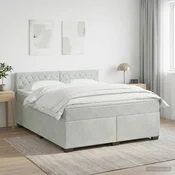 vidaXL Postelja boxspring z vzmetnico Svetlo siva 180 x 200 cm Žamet