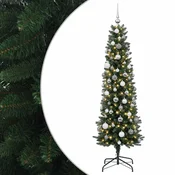 Vidaxl Umetno ozko božično drevesce z bunkicami 180 cm 300 LED