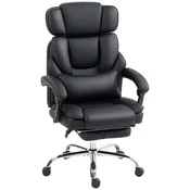 Homestar Pisarna stol Ergonomičen nastavljiv vrtljiv stol z ledveno oporo in naslonjalom za noge 69x72x118-126 cm Črn
