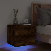 Zidni nocni ormaric s LED svjetlima boja dimljenog hrasta