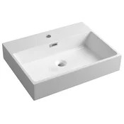 Umivalnik AQUATIC, iz litega marmorja, 60x46cm, bela - Bela - 60x12x46 cm - Sapho - 24 - Liti marmor - Pravokotnik - 600 - 120 - 460 - 14