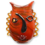 Casa Padrino designer vase face red/orange/black 24.6 x 13.1 x H. 31.5 cm - Decorative glass vase - Abstract flower vase - Decorative accessories - Abstract decorative vases