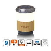 LENCO Bluetooth zvucnik s lampom, bambus, baterija 40 sati, IPX4