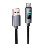 Hoco Kabel USB A na USB C Hoco 5A z zaslonom, 1 m, X112, črn