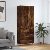 Greatstore Visoka komoda dimljen hrast 69,5x34x180 cm inženirski les