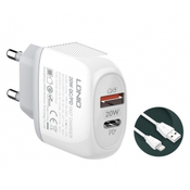 LDNIO A2316C (92217) kucni punjac USB 3.0 sa iphone kablom beli