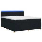 vidaXL Postelja boxspring z vzmetnico Črna 180 x 200 cm Blago