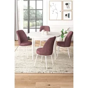 Hanah Home Set Trpezarijski sto i 4 stolice, Prljavo roze