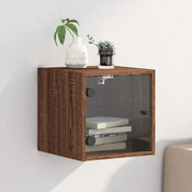 Nocni ormaric sa staklenim vratima boja hrasta 35 x 37 x 35 cm