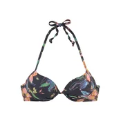 LASCANA Bikini zgornji del Malia azur / antracit / svetlo zelena / oranžna