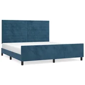 Vidaxl Posteljni okvir brez vzmetnice temno moder 160x200 cm žamet