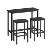 Songmics Set barske mize miza 100x40x90 cm 2 barska stolčka 40x30x65 cm črn kovinski