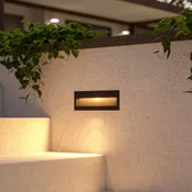 Lucande LED-svetilo za vgradnjo v steno Loya, 23 x 8 cm, sivo, IP54 - Sodobni - temno siva, prosojna - Aluminij
