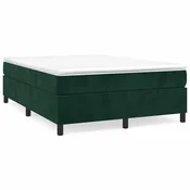 Vidaxl Posteljni okvir z vzmetmi temno zelen 140x190 cm žamet
