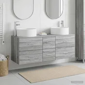 vidaXL Komplet omaric za kopalnico 3 kos Siva Sonoma