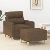 Fotelja s tabureom smeda 60 cm od tkanine
