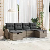 vidaXL Kavčna garnitura 6 kos Siva 234 x 117 x 85 cm poli ratan
