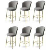 Hanah Home Set barskih stolica Alte, 6 komada, Sivo-zlatni