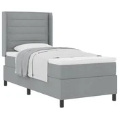 Vidaxl Postelja z vzmetnico z vzmetnico Svetlo siva 200 x 90 cm blago