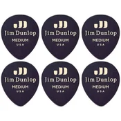 Dunlop 485R-03MD Celluloid Teardrop Black Medium 6 Pack